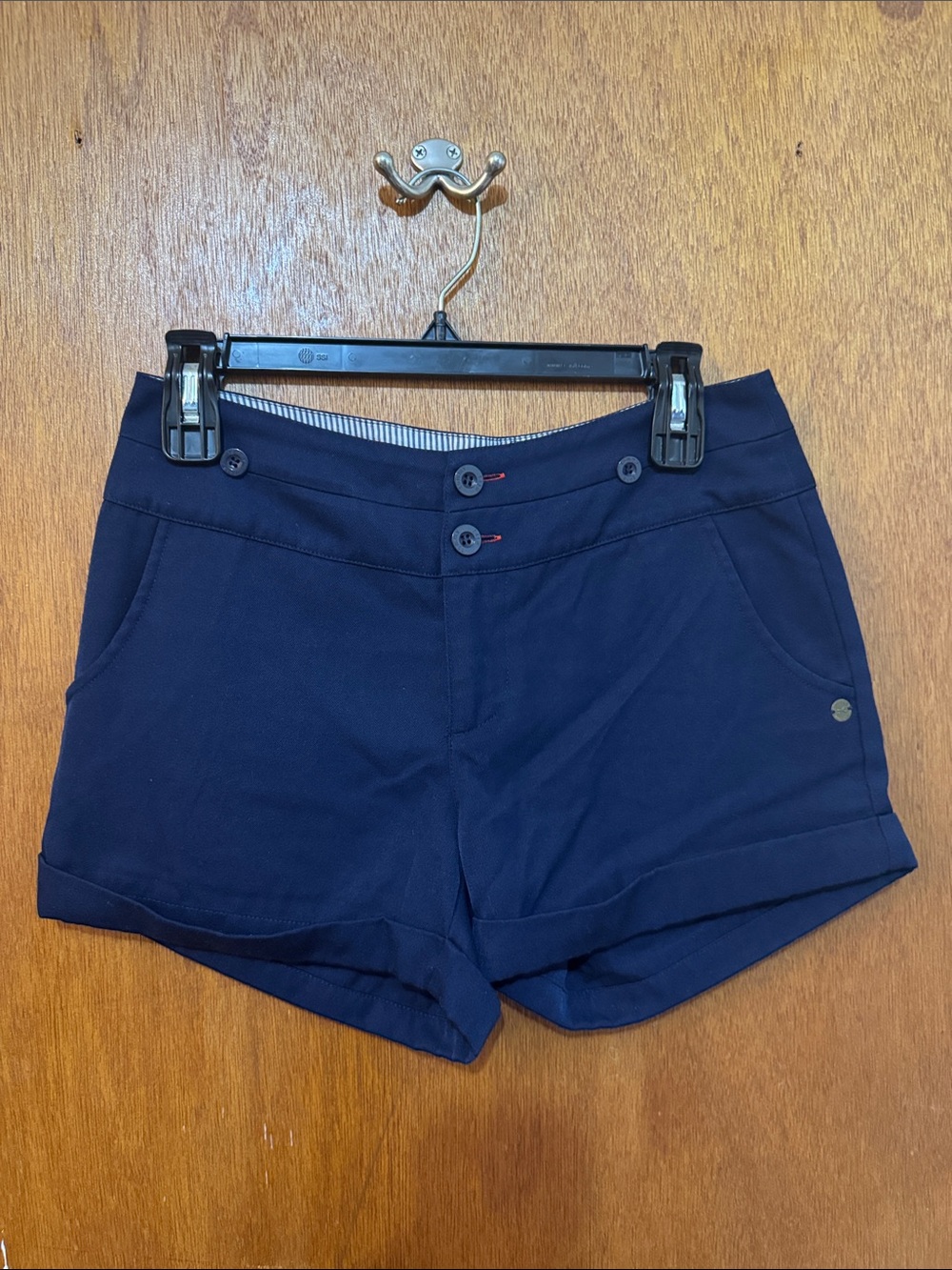 Tommy Hilfiger Navy High-Waist Cuffed Shorts